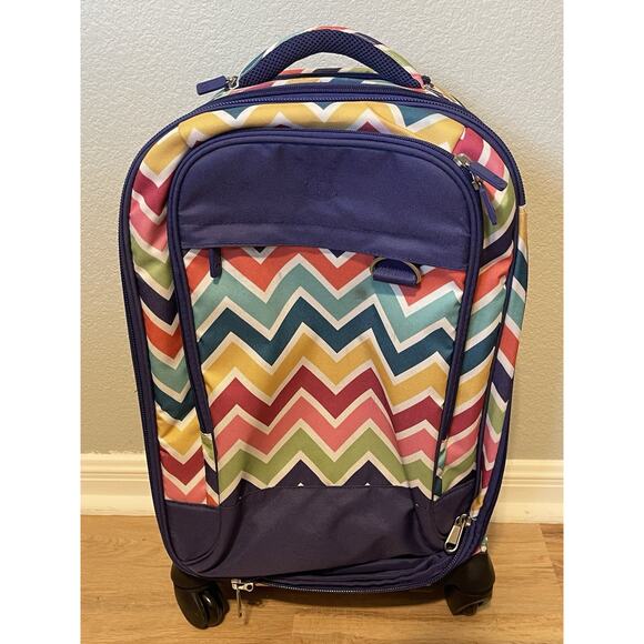 Pottery Barn Kids Teen Getaway Rolling Carry On Luggage Spinner Suitcase Chevron